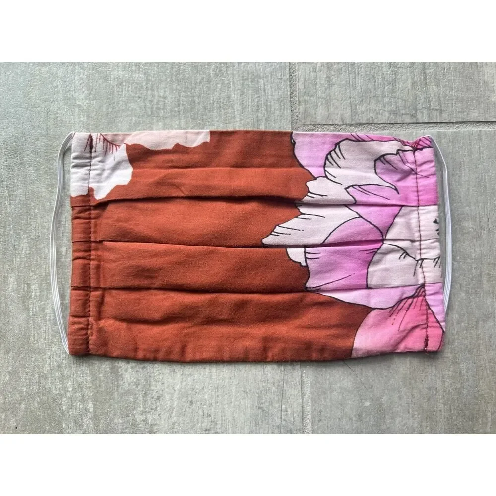 JOHNNY WAS Boho Designer Face Mask Cotton Lined Floral Pink Washable Reusable